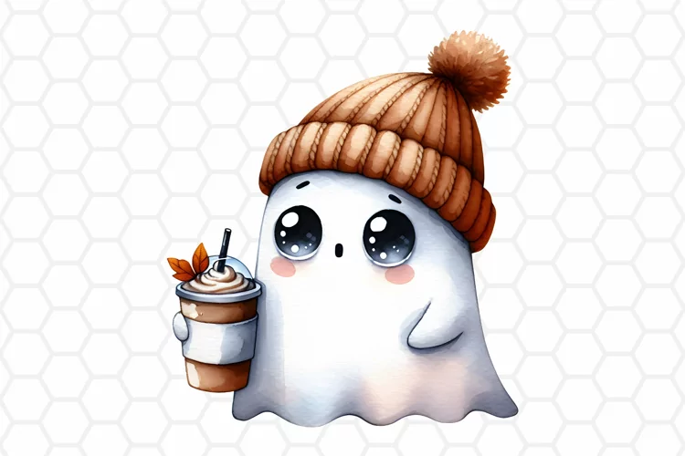 Cute Watercolor Halloween Ghost Clipart | Sublimation PNG