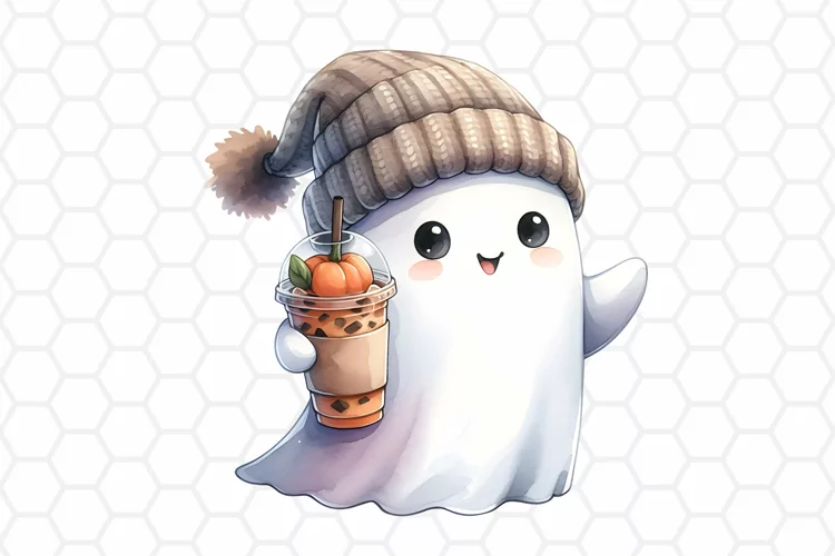 Cute Watercolor Halloween Ghost Clipart | Sublimation PNG