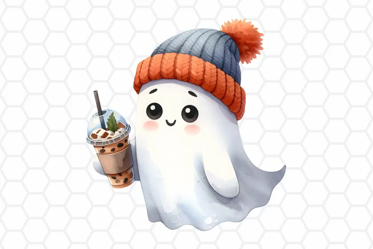 Cute Watercolor Halloween Ghost Clipart | Sublimation PNG