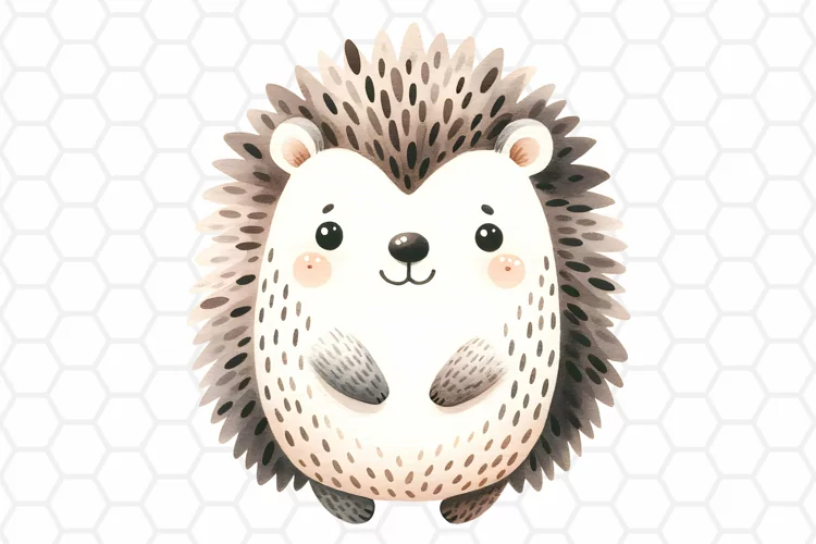 Cute Watercolor Hedgehog Clipart | Hedgehog PNG Design