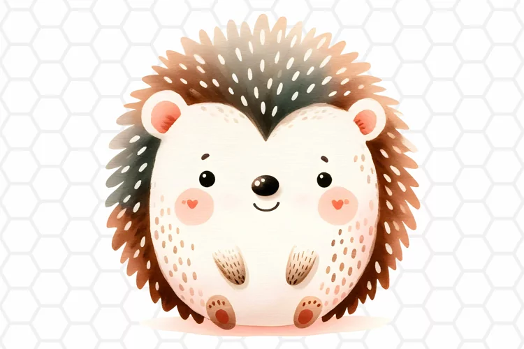 Cute Watercolor Hedgehog Clipart | Hedgehog PNG Design