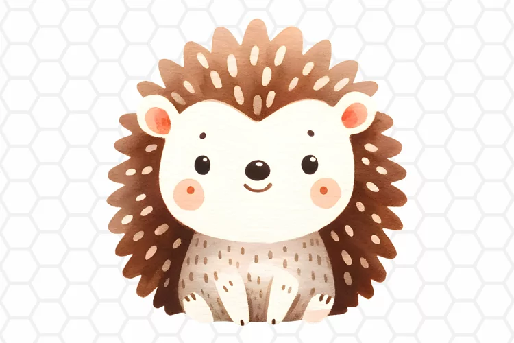 Cute Watercolor Hedgehog Clipart | Hedgehog PNG Design