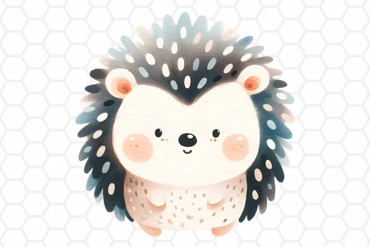 Cute Watercolor Hedgehog Clipart | Hedgehog PNG Design