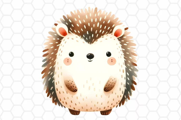 Cute Watercolor Hedgehog Clipart | Hedgehog PNG Design