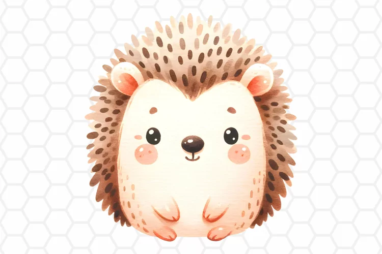 Cute Watercolor Hedgehog Clipart | Hedgehog PNG Design