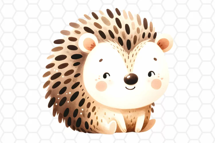 Cute Watercolor Hedgehog Clipart | Hedgehog PNG Design