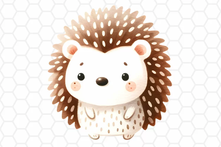 Cute Watercolor Hedgehog Clipart | Hedgehog PNG Design