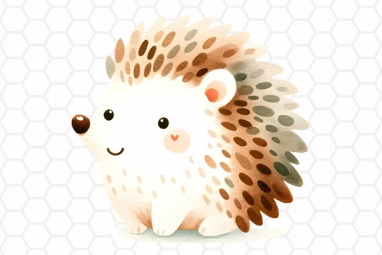 Cute Watercolor Hedgehog Clipart | Hedgehog PNG Design
