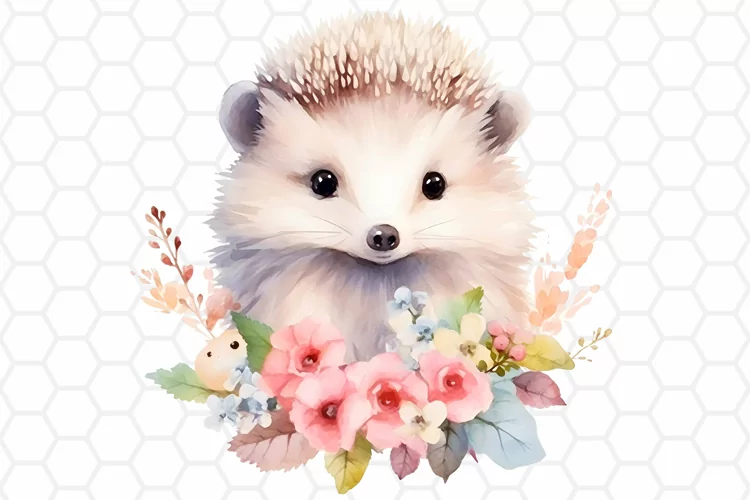 Cute Watercolor Hedgehog Nursery Clipart, Sublimation PNG