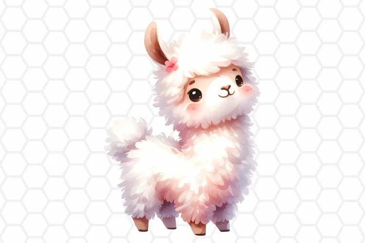 Cute Watercolor Llama Clipart, Llama Sublimation PNG