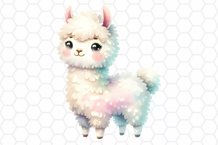 Cute Watercolor Llama Clipart, Llama Sublimation PNG