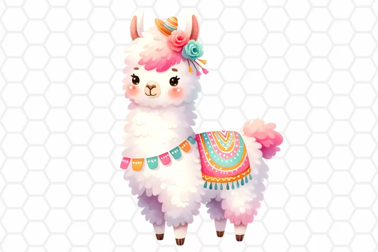 Cute Watercolor Llama Clipart, Llama Sublimation PNG