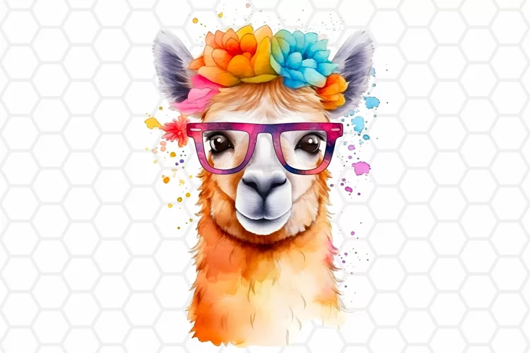Cute Watercolor Llama Clipart, Sublimation PNG