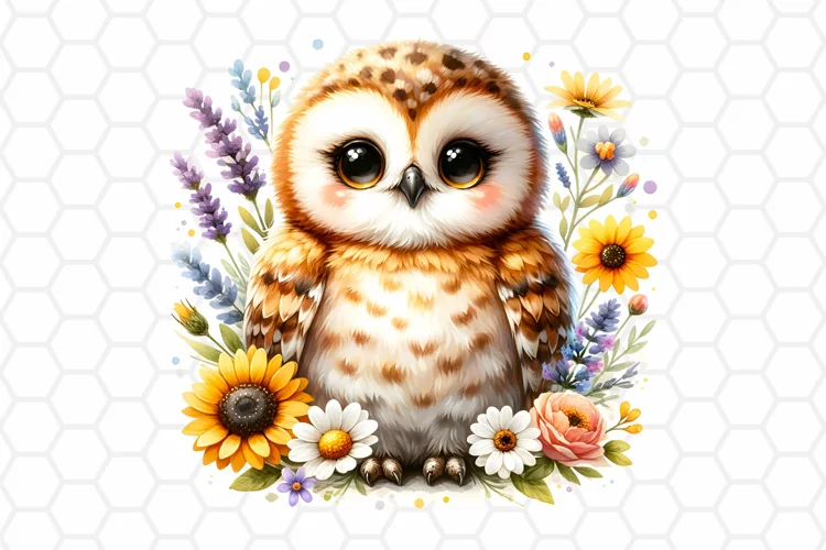 Cute Watercolor Owl Nursery Clipart, Sublimation PNG