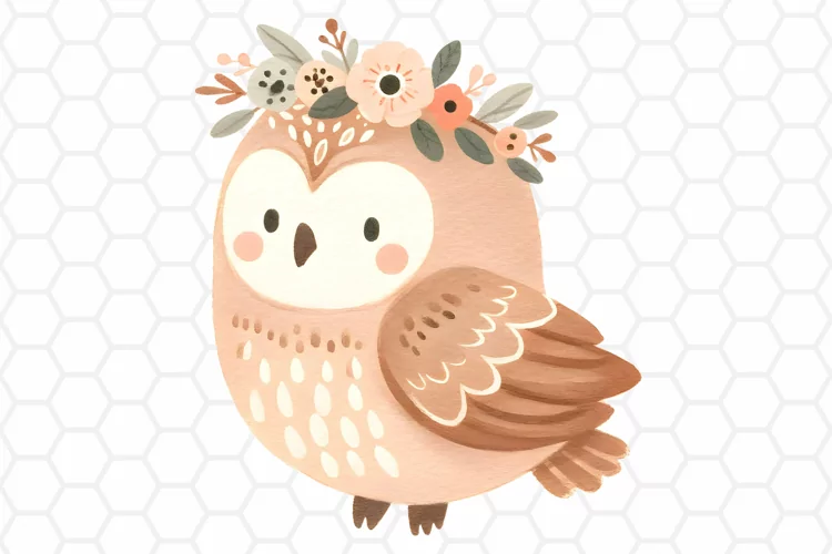 Cute Watercolor Owl Nursery Clipart, Sublimation PNG