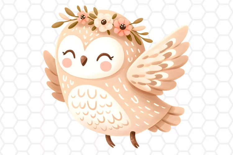Cute Watercolor Owl Nursery Clipart, Sublimation PNG