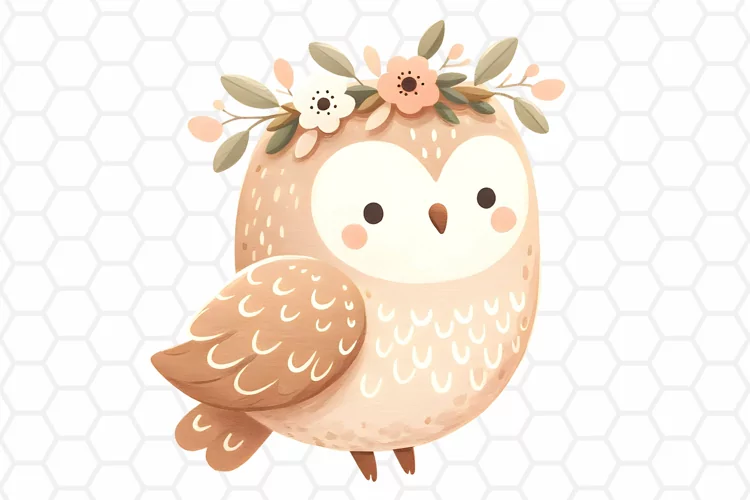 Cute Watercolor Owl Nursery Clipart, Sublimation PNG