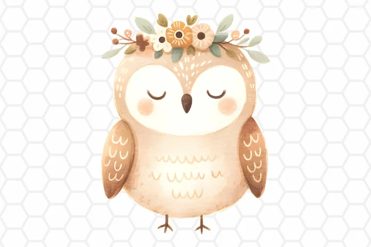 Cute Watercolor Owl Nursery Clipart, Sublimation PNG