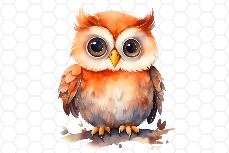 Cute Watercolor Owl Sublimation Clipart PNG
