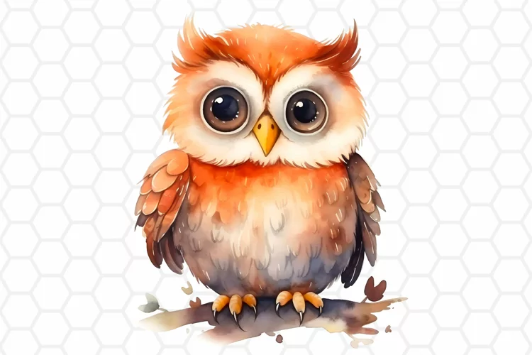 Cute Watercolor Owl Sublimation Clipart PNG