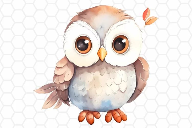 Cute Watercolor Owl Sublimation Clipart PNG