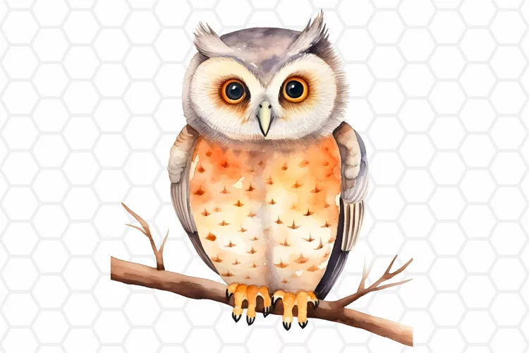 Cute Watercolor Owl Sublimation Clipart PNG