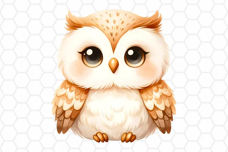 Cute Watercolor Owl Sublimation Clipart PNG