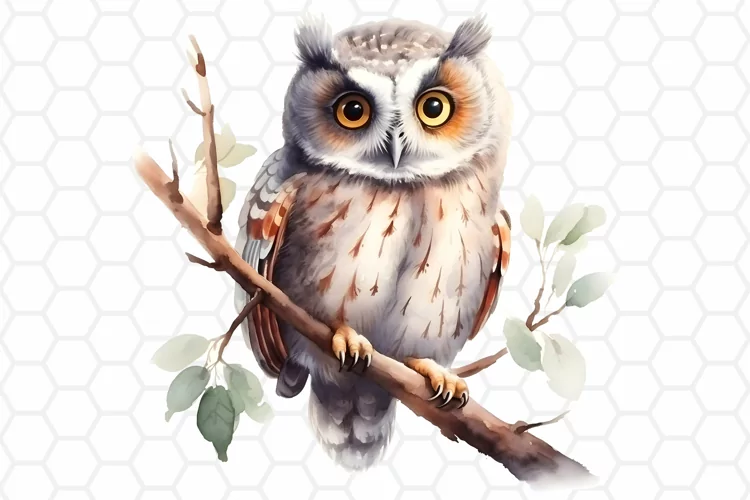 Cute Watercolor Owl Sublimation Clipart PNG