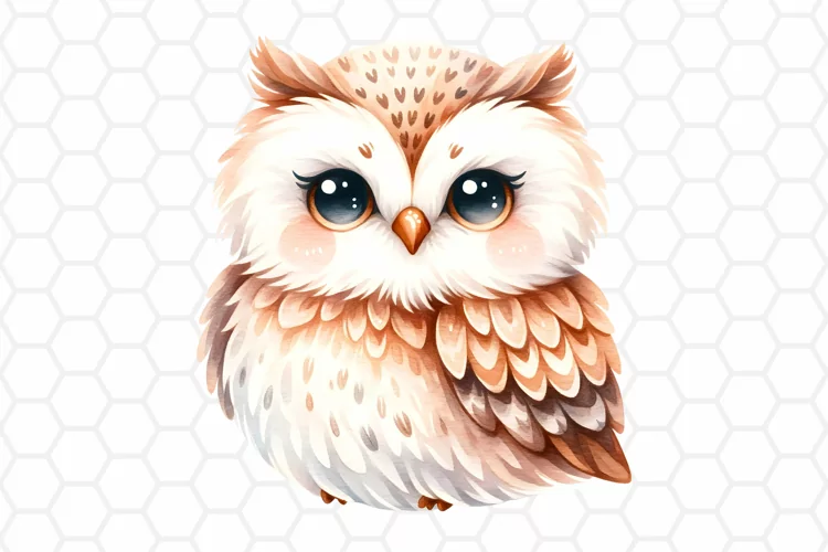 Cute Watercolor Owl Sublimation Clipart PNG