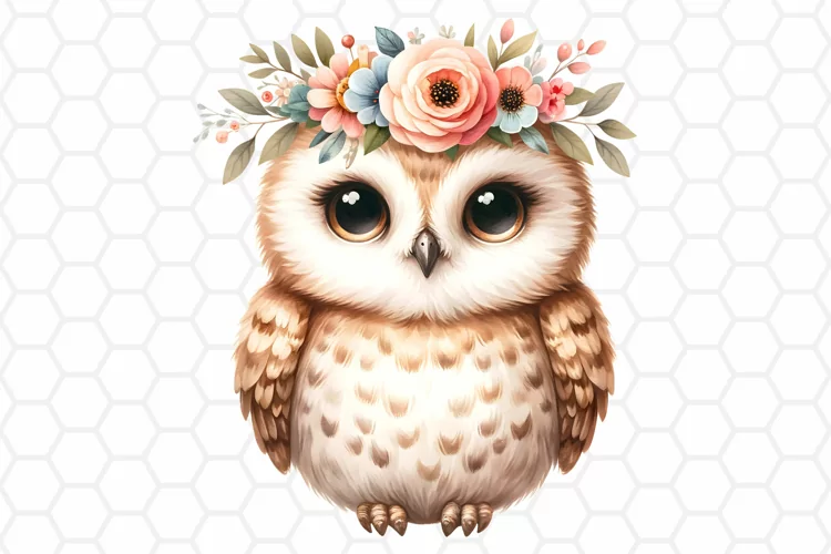 Cute Watercolor Owl Sublimation Clipart PNG