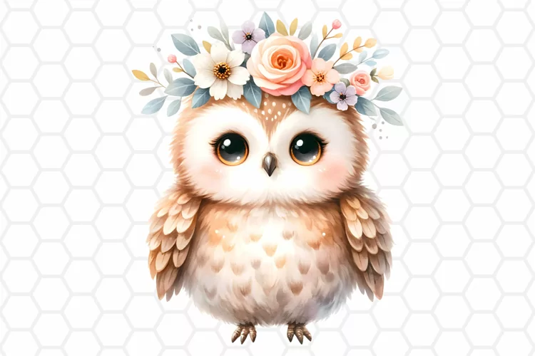 Cute Watercolor Owl Sublimation Clipart PNG