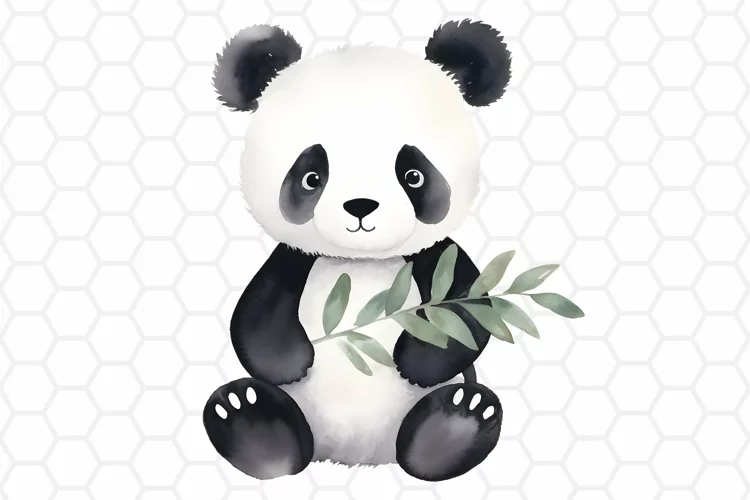 Cute Watercolor Panda Clipart, Sublimation PNG