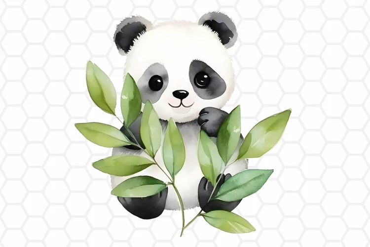 Cute Watercolor Panda Clipart, Sublimation PNG