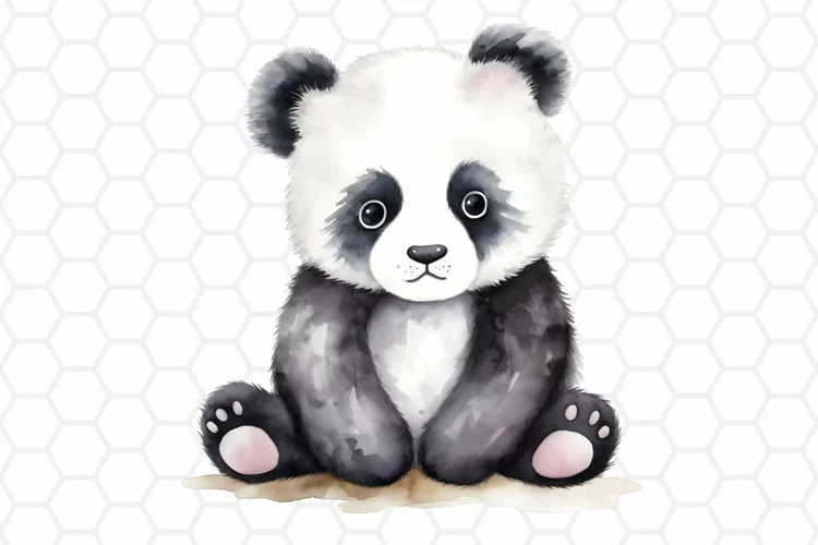 Cute Watercolor Panda Clipart, Sublimation PNG
