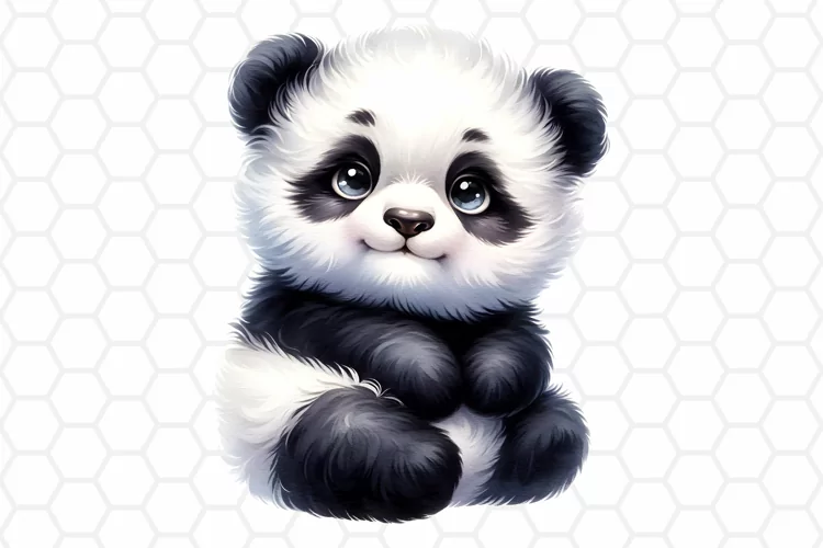 Cute Watercolor Panda Clipart, Sublimation PNG