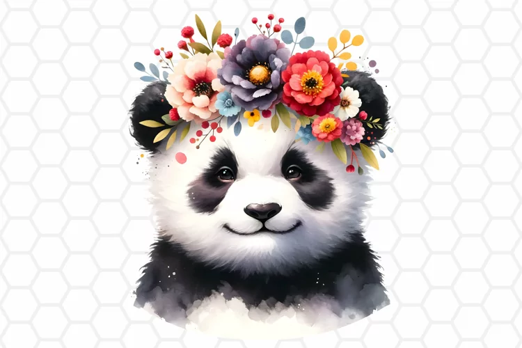 Cute Watercolor Panda Clipart, Sublimation PNG