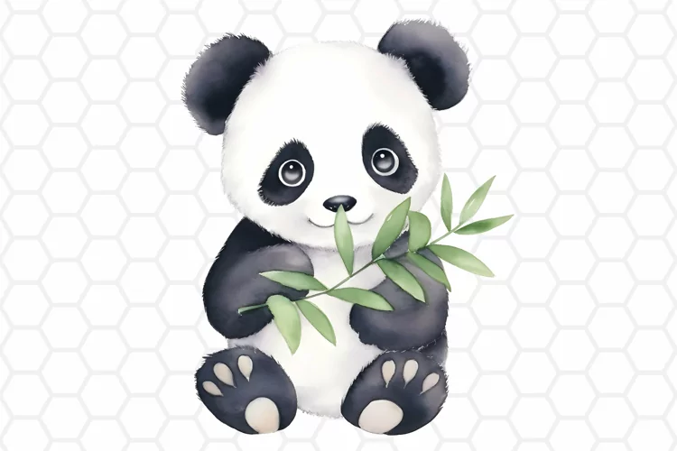 Cute Watercolor Panda Clipart, Sublimation PNG