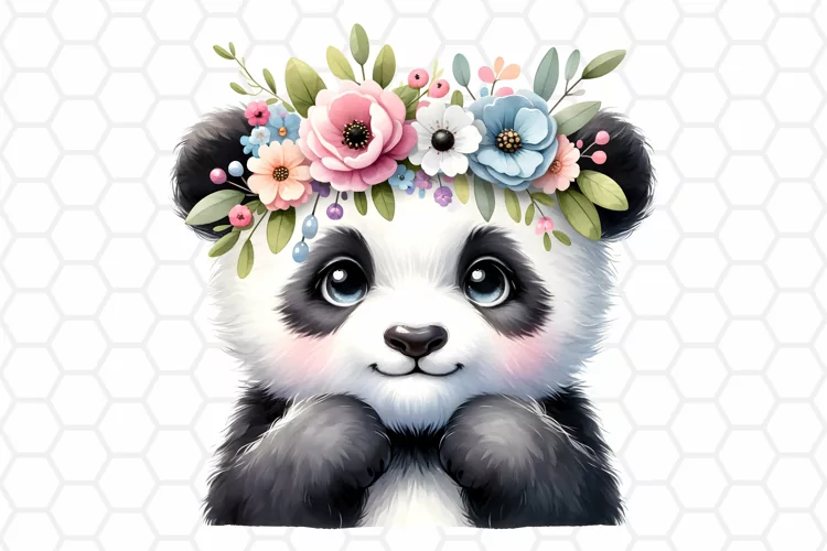Cute Watercolor Panda Clipart, Sublimation PNG