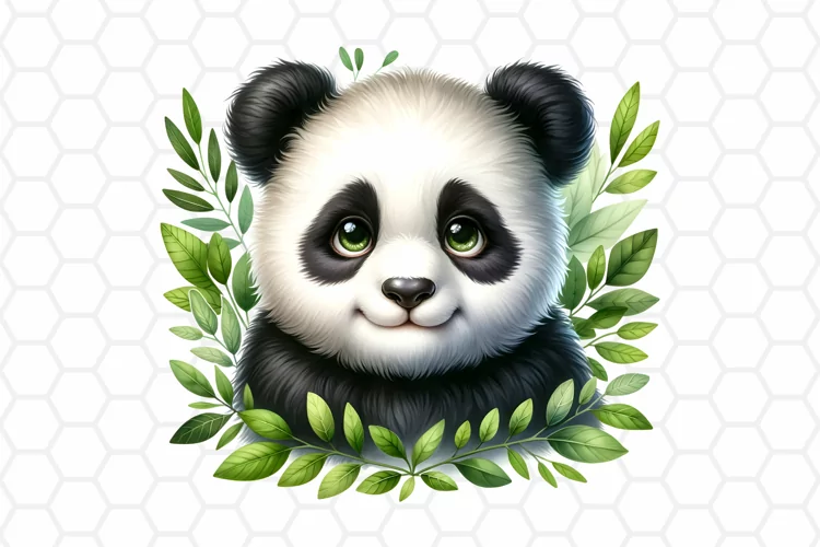 Cute Watercolor Panda Clipart, Sublimation PNG