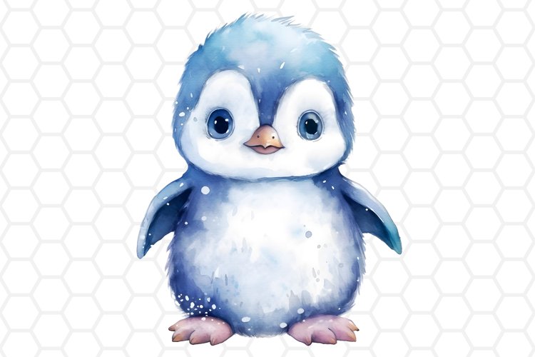 Cute Watercolor Penguin Nursery Clipart Sublimation