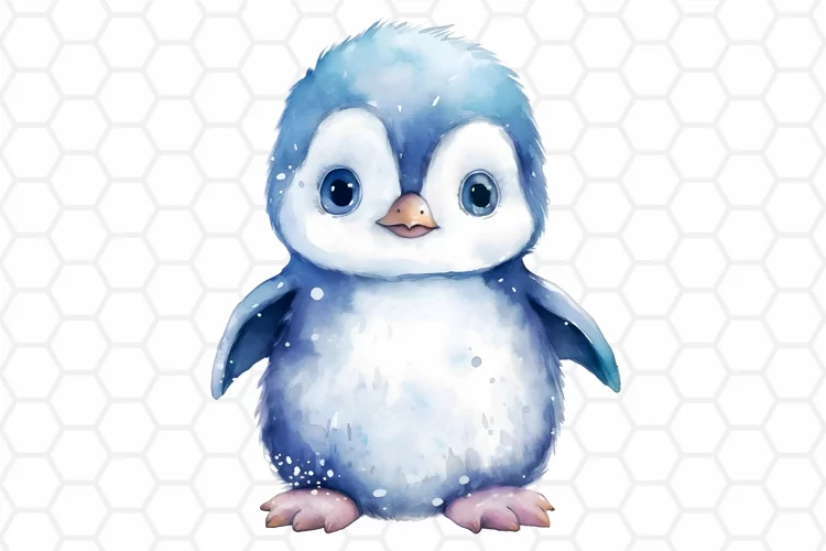 Cute Watercolor Penguin Nursery Clipart, Sublimation PNG