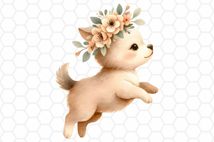 Cute Watercolor Puppy Clipart, Dog Sublimation PNG