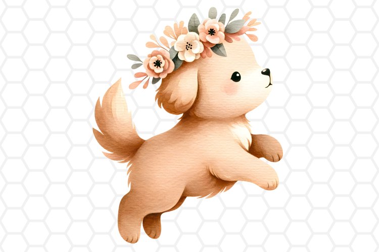 Cute Watercolor Puppy Clipart, Dog Sublimation PNG