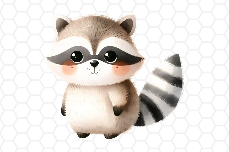 Cute Watercolor Raccoon Clipart, Sublimation PNG