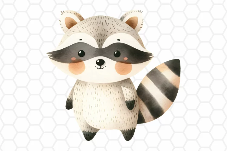 Cute Watercolor Raccoon Clipart, Sublimation PNG