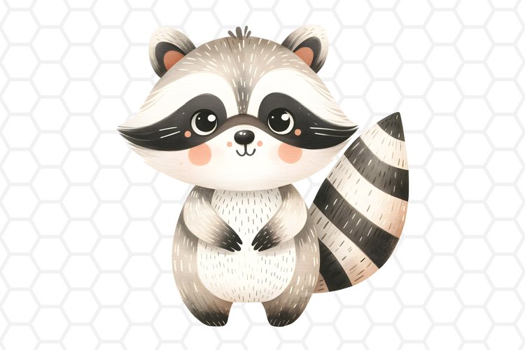 Cute Watercolor Raccoon Clipart, Sublimation PNG