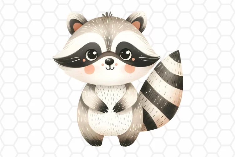 Cute Watercolor Raccoon Clipart, Sublimation PNG