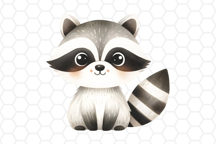 Cute Watercolor Raccoon Clipart, Sublimation PNG