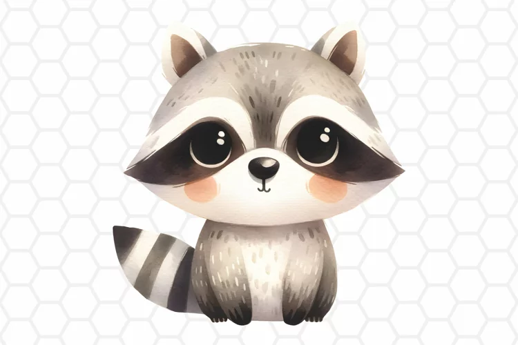 Cute Watercolor Raccoon Clipart, Sublimation PNG