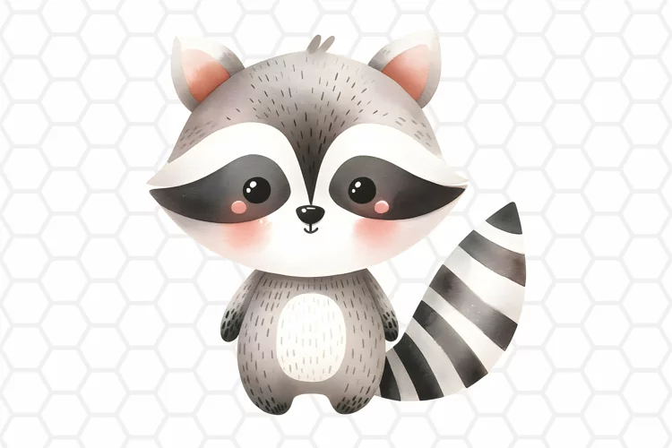 Cute Watercolor Raccoon Clipart, Sublimation PNG
